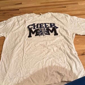 Comfort Colors White Cheer Mom Short Sleeve Tee with Navy Graphic